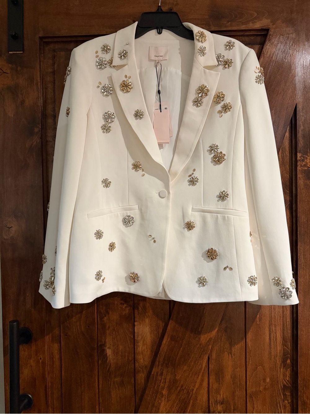 Cinq a Sept Karlie Tumbling Flowers Embellished Blazer - Picture 10 of 12